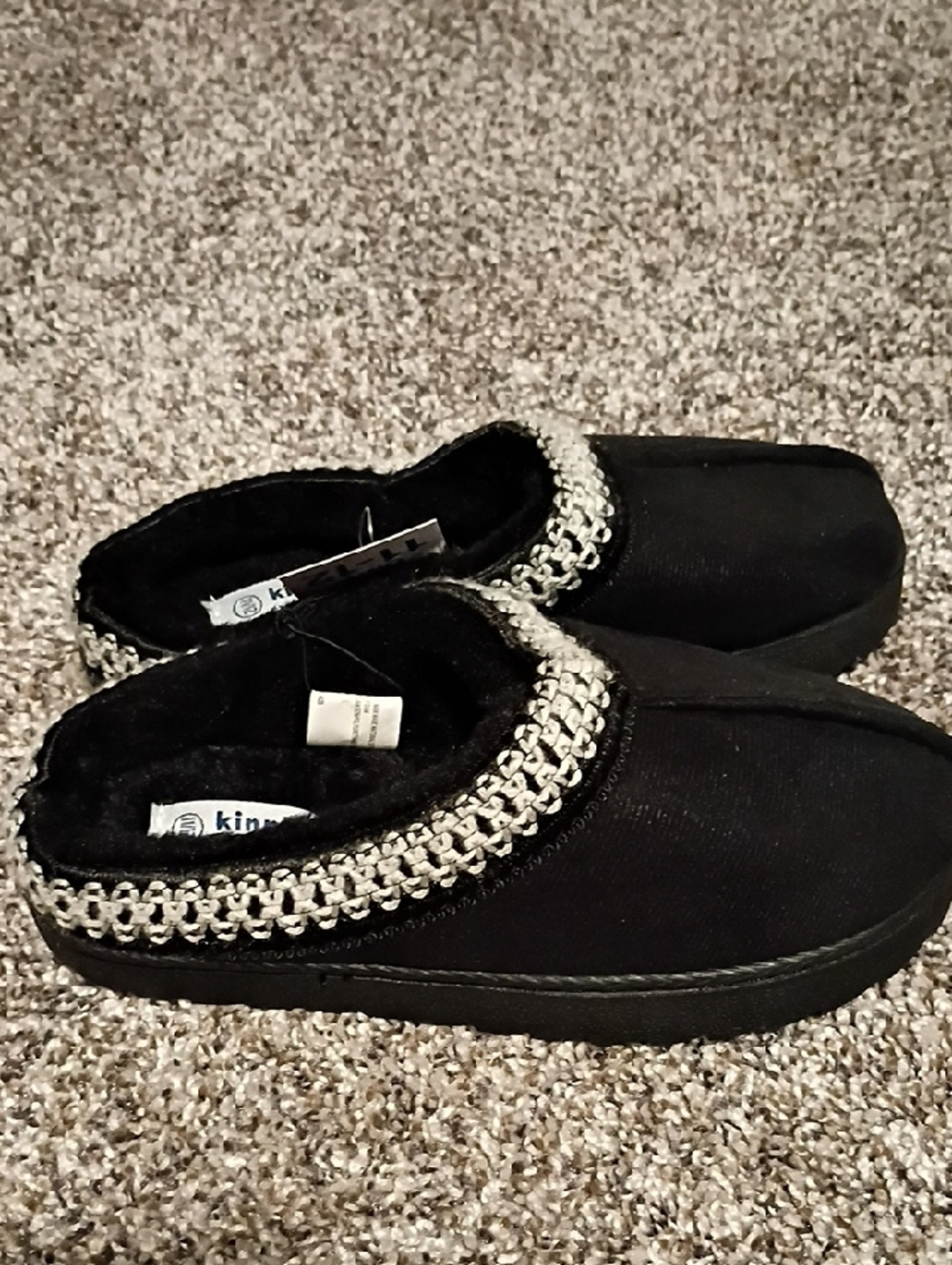 Kids Black Moccasin with Silver Trim - Brand: